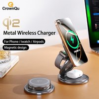 15W QI2 Magnetic Wireless Charger Stand 360° Rotating Foldable Phone Holder for iPhone 12/13/14/15/16/17 pro Max Watch Airpods