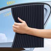 2/4pcs Private Sunscreen Side Thick Window Cloth Black Gray Car Privacy Sunshade Retractable Sliding Rail Car Interior Curtains