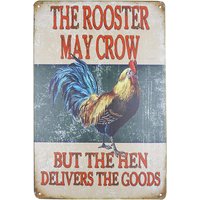 PXIYOU the Rooster May Crow But the Hen Delivers the Goods Vintage Metal Tin Signs Farm Decorative Country Home Decor Signs G