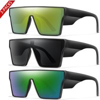 3 Pairs Big Frame Fishing Sunglasses Colorful Lens Men Women Outdoor Sports Cycling Hiking Running Driving Eyewear as Gift UV400