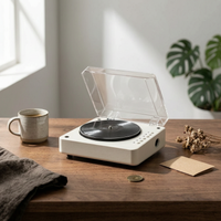 Bluetooth Cd Player USB Playback Retro CD Player Audio Device Two Speakers Top-Loading Design