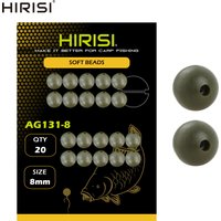 20pcs Carp Fishing Rubber Shock Beads Green Soft Rig Beads Fishing Terminal Tackle AG131