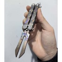 1 Piece Hand Carved EDC Titanium Alloy Fork Multi Butterfly Pocket Folding Tools for Camping Rescue