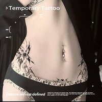 Y2K Gothic Butterfly Herbal Juice Tattoo Sticker Waterproof Semi Permanent Temporary Tattoos For Women Waist Abdomen Body Art