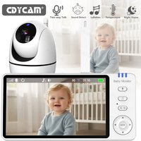 5'' Baby Monitor with Camera Wireless Video Nanny No Wifi Security Night Vision Temperature Remote Move 2 Way Audio 8 Lullabies