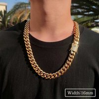6/8/10/12/14/16 MM Width Hip Hop Three Times Plated Stainless Steel Jewelry Iced Clasp Miami Cuban Link Chain Necklace For Men