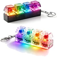 4 Keys Keyboard Fidget Toys LED Crystal Keycap Keychain Stress Relief Fingertip Gadget Decompression Toys Clicker Fidget Toy