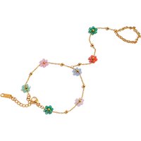 Stainless Steel Multicolor Flower Charm Zircon Hand Chain Finger Bracelets For Women 18K Gold Plated Women's Bangle Gifts