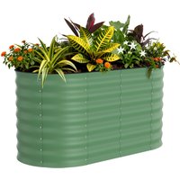 qwRaised Garden Bed, Large Deep Galvanised Metal Planter, Heavy-Duty Outdoor Raised Beds for Garden, Protective Edging & Support Bars, Easy Assembly for Vegetables, Flowers, Herbse