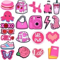 pink bag camera lots PVC shoe Charms Slippers Buckle combination Fit Wristbands accessories Decoration Bands gift unisex party