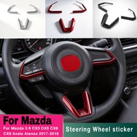 For Mazda 3 6 CX3 CX5 CX8 CX9 Axela Atenza 2017-2019 Anti-scratch 3Pcs Steering Wheel Sticker Cover Interior Mod Accessories