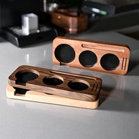 Coffee Tamper Mat Station Stand Portafilter Holder Sapelert Base Rack Walnut Wood For 51MM 54MM 58MM Espresso Accessorie Barista