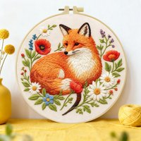 1pc 20X20CM/15X15CM 7.87/6.3inch Animal - Fox Embroidery Starter Kit DIY kit DIY embroidery kit manualidades Home Decor
