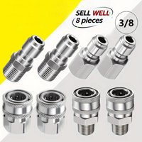 Pressure Washer Quick Connect Kit 3/8 Inch Female and Male Thread Pressure Washer Adapter Hose Fittings Stainless Steel