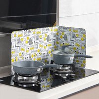 Kitchen Splash Guard High-Temperature Resistant Heat-Insulating Oil Shield Foldable Foil Grease Guard Hob Surface Protector