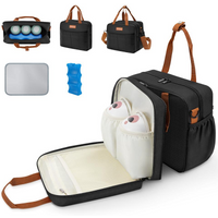 Detachable Breast Pump Bag with Ice Pack Double Layer Portable Breast Milk Cooler Travel Bag Compatible for Wearable Breast Pump