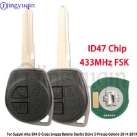 JYQ 433MHz FSK ID47 Remote Car Key For Suzuki Alto S-Cross brezza Baleno Starlet Dzire S-Presso Celerio 2014-2019 Fob