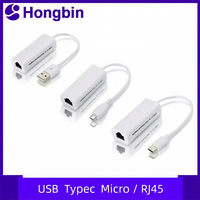USB to RJ45 Ethernet Cable Splitter Extend Adapter Micro USB2.0 100Mbps Network Card for Tablet Laptop PC Computer Android