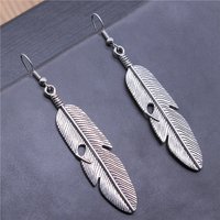 Women Vintage Drop Earrings Fashion Handmade Simple Design 2 Colors Feather Pendant Earrings