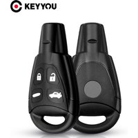 KEYYOU 1PCS Remote Car Key Case For Saab 9-3 9-5 93 2003-2007 4 Button Uncut Blade Smart Card Keyless Fob Case