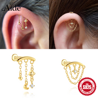 AIDE 925 Sterling Silver Star Moon Charm Tassel Piercing Earring Women's Dainty Multiple Styles Fine Jewelry Valentine Day Gift
