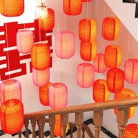 5Pcs Cylindrical Chinese Hollow Paper Lanterns Home Office Festival Hanging Decor Wedding Party Decoration DIY Lantern Lampshade
