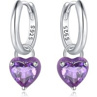 CYCUFF 925 Sterling Silver Purple Love Heart Earrings Dreamy Drop Earrings Suitable for Women Birthday Party Fine Jewelry Gifts