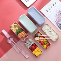 Kitchen Microwave Lunch Box Wheat Straw Dinnerware Food Storage Container Children Kids School Office Portable Bento Box
