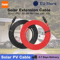 PowMr 10AWG 6mm² IP67 Solar Extension Cable 3M 6M 9M 15M 20M 30M Red+Black Both End with Universal Solar Connector Plug Fit for Solar RV Boat Home Use