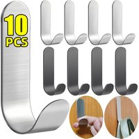 Self Adhesive Hook Stainless Steel Heavy Wall Hanger Hooks Bathroom Organizer Towel Rack Multi-purpose Kitchen Holder Shelf