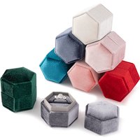 Vintage Hexagon Velvet Ring Box With Detachable Lid Jewelry Case Earring Organizer Storage Proposal Engagement Wedding Display