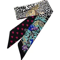 Four Seasons Luxurious Fashion Ladies Leisure Leopard Print Decoration Twill Long Strip Streamer Silk Scarf Tie Bind Bag Ribbon