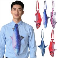 3D Fish Fish-shaped Men's Tie Animal Pattern Lifelike Kitten Necktie Satin Fabric Novelty Creative Neck Tie For Party Wedding