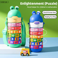 Children's Math Toy Stainless Steel Water Bottle Cute Thermo Stainless Steel Water Bottle With Strap And Straw 1PC〔CC11〕