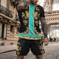 Men 2023 Summer Trend Sets Vintage 3D Printed Tracksuits Clothes Mens Sportswear Casual Shorts Tshirts Sport Suit Male Oversized