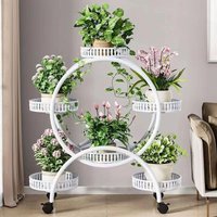 Flower Pot Rack Living Room Floor-to-ceiling Movable with Wheels Green Dill Balcony Flower Pot Rack Multi-layer Household