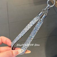 Full Diamond Sequin Mobile Phone Charm Chain Lanyard Wide Version Anti-Loss Lanyard Wrist Strap Fashionable For Women Pendant