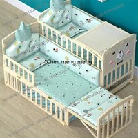 Multifunctional Twin Baby Bed Crib New Type Full Size Baby Solid Wood Pine Twin Cot Bed