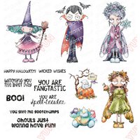 New Stampingbella Hallowmas Witch Elf Ghostly Rubber Stamps Fall Wicked Words Sentiment Set Stamps DIY Scrapbooking Card Gift