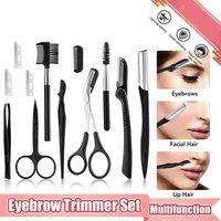 4/11/12 Pcs New Eyebrow Trimmer Set Scissors Tweezers Eyebrow Razor Scraping Eyebrow Comb Razor Eyebrow Clip Makeup Tools Sets