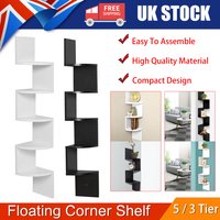 Corner Shelf Wall Mounted Corner Storage Rack 5-Tier Floating Corner Bookshelf Plant Shelf for Bedroom Bathroom Living Room