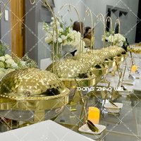 Hotel Supplies Stainless Steel Golden Chafing Dishes Buffet Round Food Warmer Chafing Dish