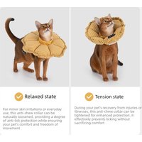 Upgraded Drawstring Cat Elizabeth Collar, 2-in-1 Cone for Surgery Anti Lick, Ultra Light 66g Flower Plush Waterproof 3 Sizes