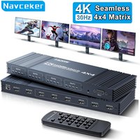 4K HDMI Matrix Switch 4 in 4 out HDMI Seamless Switching Splitter 4x4 Audio Video Selector Box for Ps4 Camera PC to TV Monitor