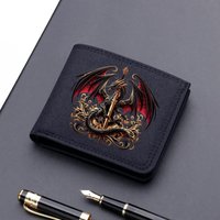 Horse Dragon Pattern Canvas Boy Girl Kids Wallet Black Card Holder Male Money Bag Bank Holder Short Purse Credit Card Case Bag