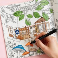 A Hand Drawn Book for Adults To Calm Down, Heal and Relieve Stress, A Bird Leaf Vine Fine Line Manuscript Coloring Book, 24 Page