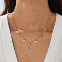 Stainless Steel Golden Crab Claw Octopus Pearl Multi Pendant Necklace For Women New Ocean Jewelry Neck Chain Gift