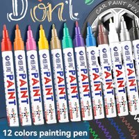 1-12Pcs Colorful Permanent Paint Marker Waterproof White Markers for Car Tire Tread Rubber Fabric Paint Metal Paint Marker Pens