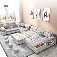 New Modern Convertible Extendable Tufted Sectional Recliner Corner 7 Seater Wooden Fabric Velvet White Apartment Living Room