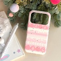 Cute Sweet Girl Series Pink Cream Strawberry Star Glitter Shockproof Protective Phone Cover Case for iPhone 17 16 15 14 Pro Max